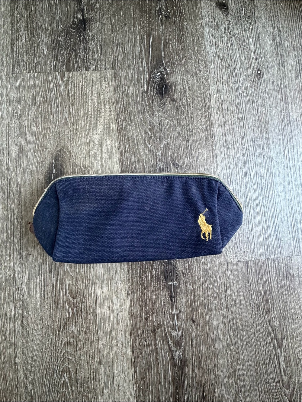 Ralph Lauren Navy Canvas Toiletry Pouch with Gold Pony